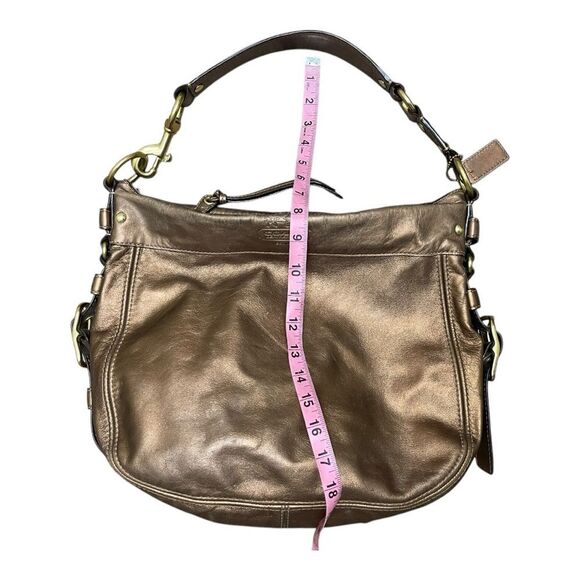 Coach Zoe Metallic Brown Leather Slouchy Shoulder Bag Gold Hardware Lined Y2K - Picture 9 of 15